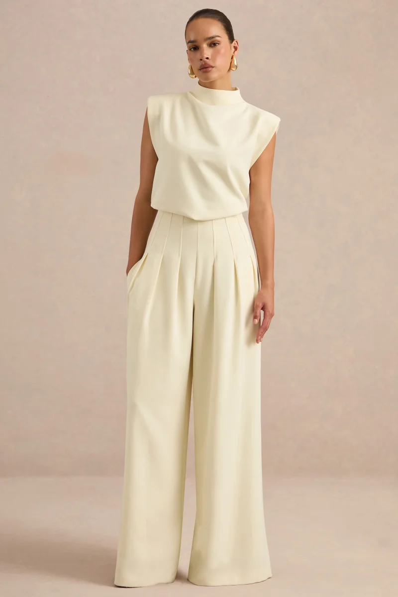 Lalia | Pantalones de pernera barril en crema