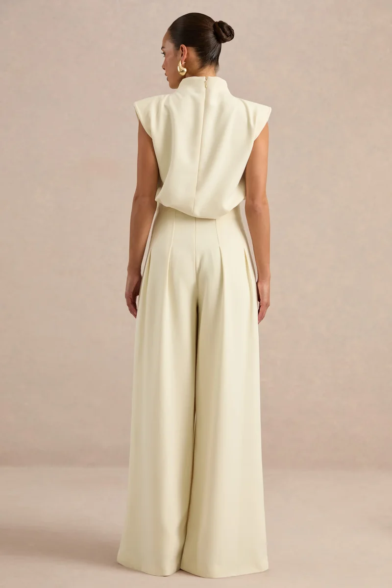 Lalia | Pantalones de pernera barril en crema - Imagen 3