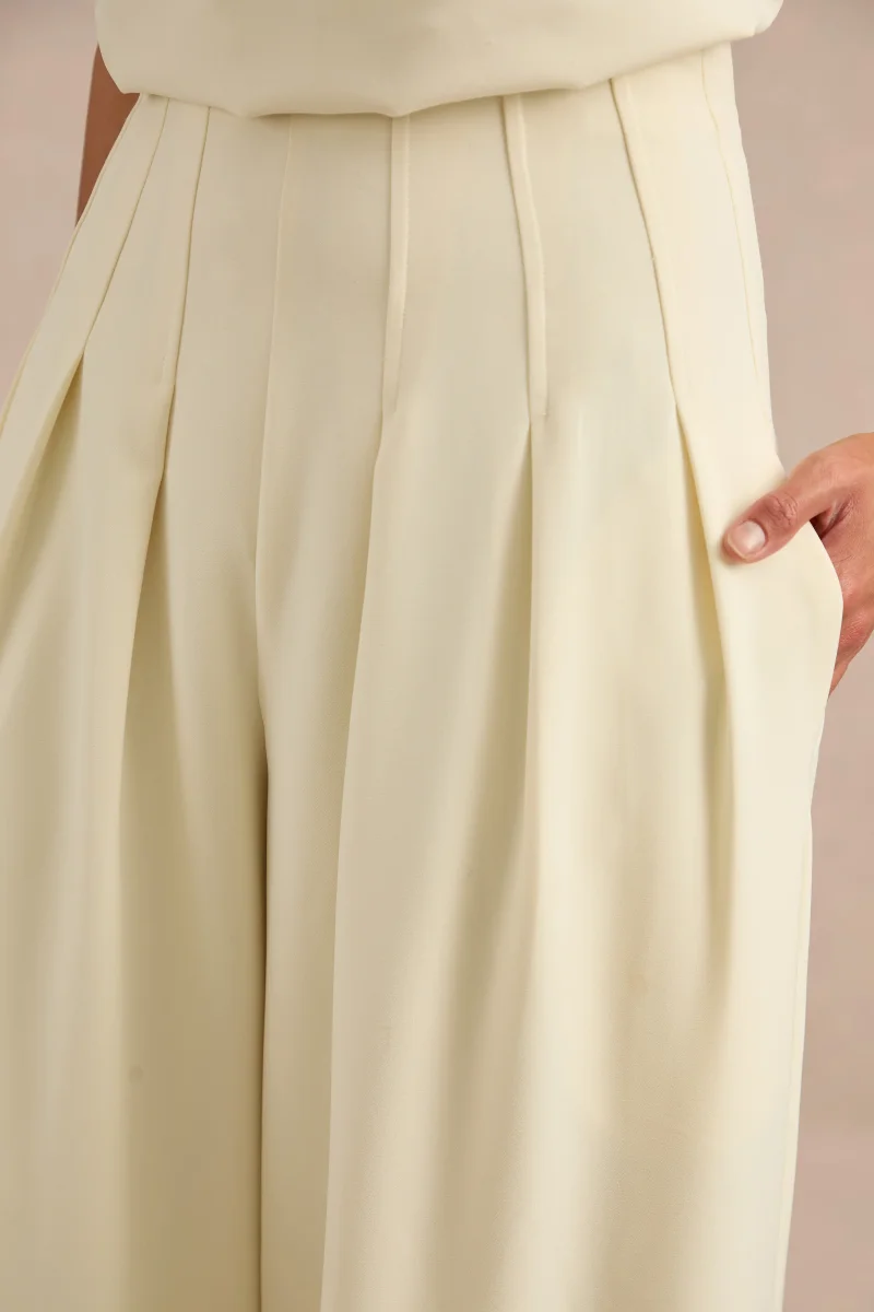 Lalia | Pantalones de pernera barril en crema - Imagen 7