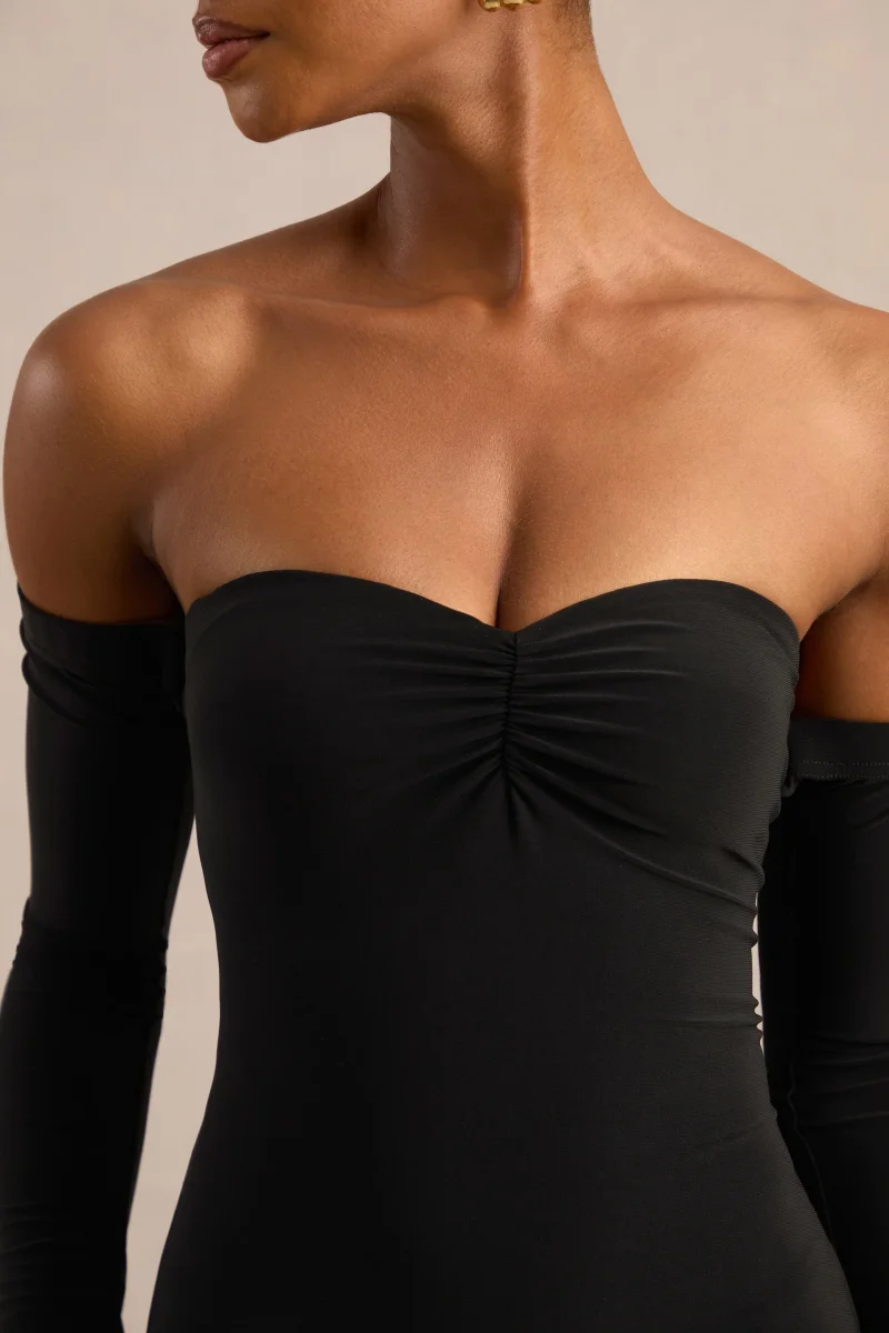 Gaelline | Vestido Largo Negro Escote Bardot Cola De Sirena - Imagen 7