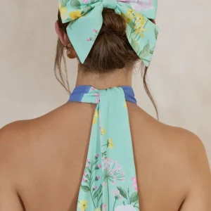 Tullia | Lazo Para El Cabello Con Estampado Floral Verde Menta