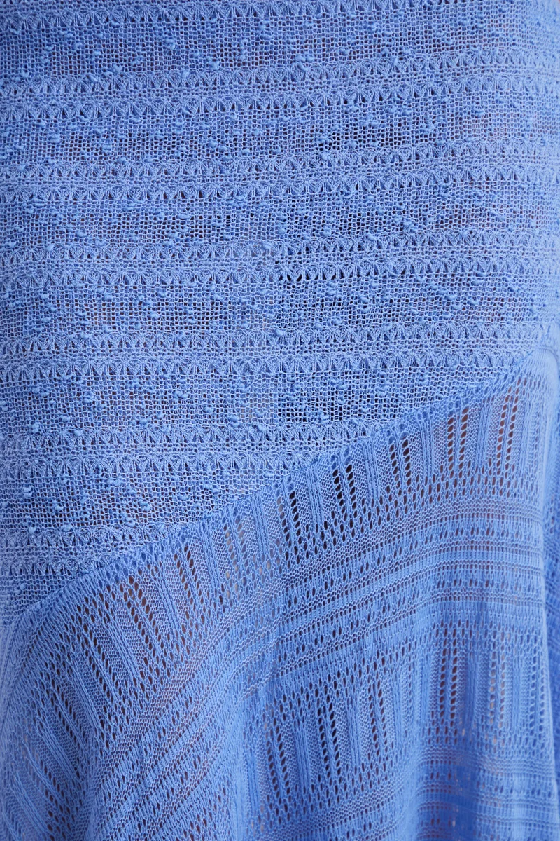 Orabella | Vestido Largo Azul Con Escote Asimétrico Y Falda Transparente - Imagen 7