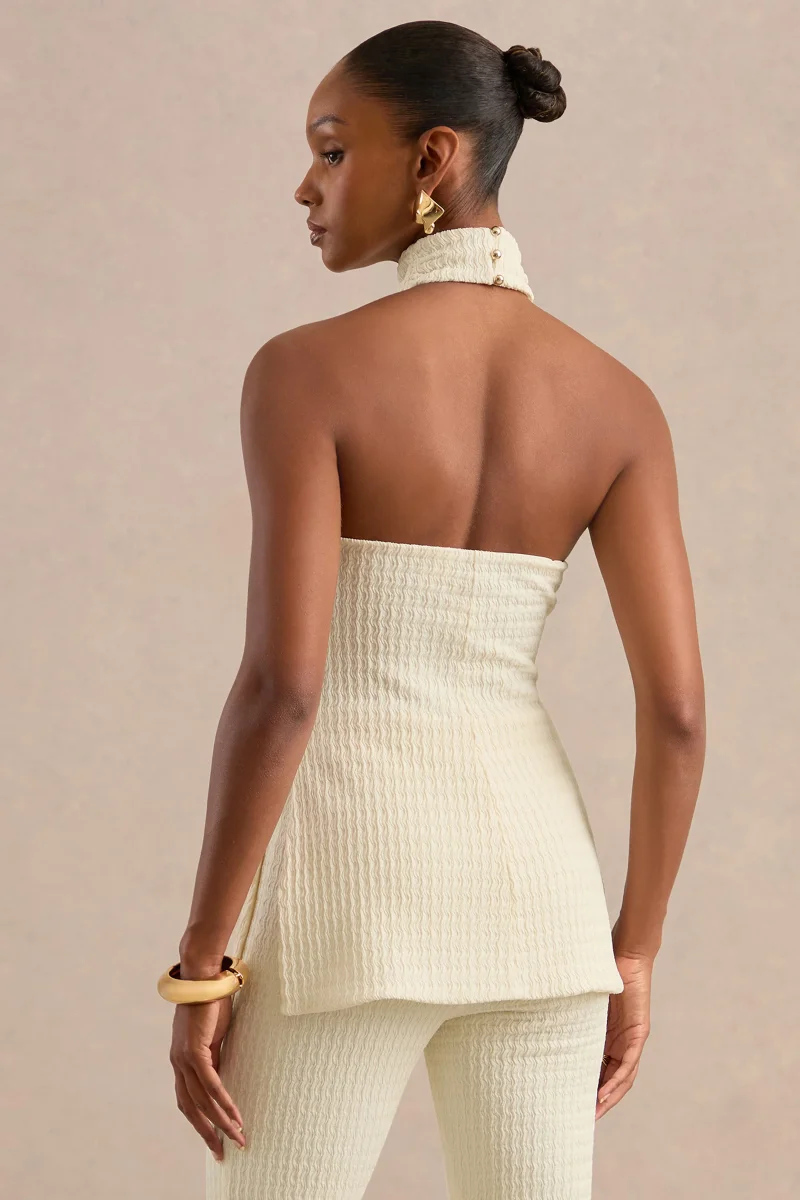 Athenais | Top en crema con cuello halter - Imagen 3