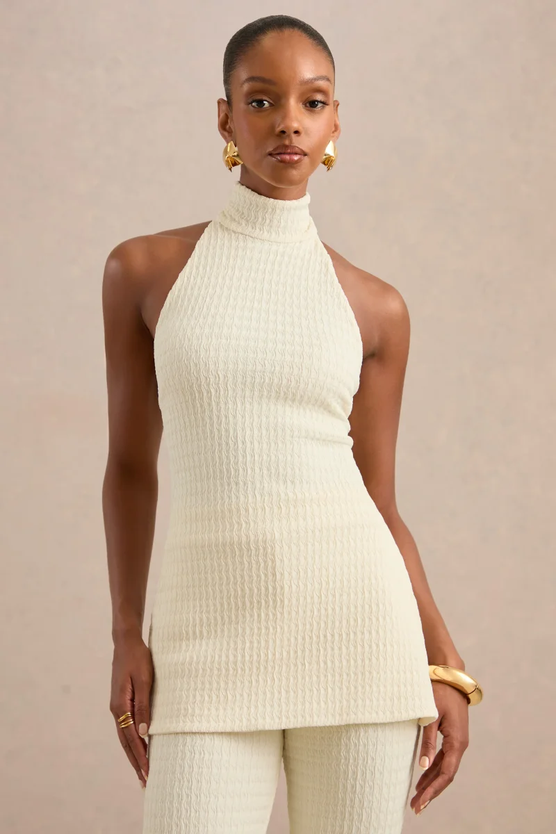Athenais | Top en crema con cuello halter