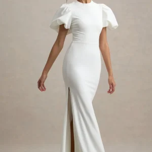 Love Letters | Vestido Largo Blanco Con Mangas Farol