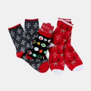 Calcetines de Navidad Renos Rojos, Grises y Negros