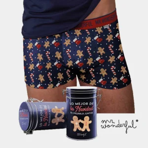 Calzoncillo Boxer Mr Wonderful Galletitas y Bastones con Cajita metálica a juego