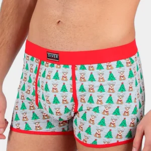 Calzoncillo Boxer Navideño Hombre Renos y Árboles de Navidad