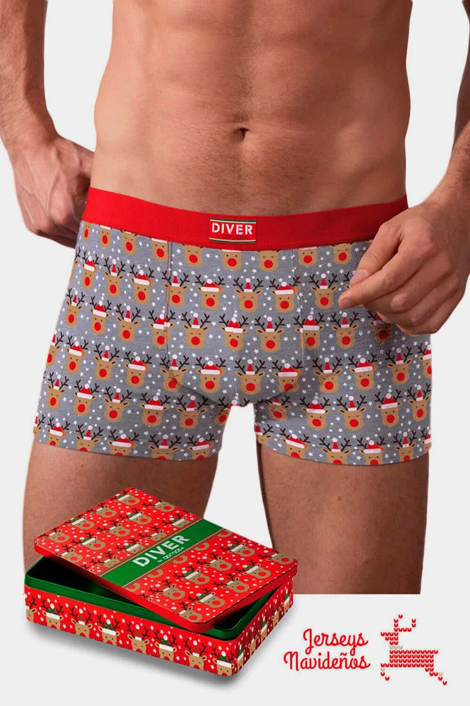 Calzoncillo Boxer Navideño Hombre Renos + Caja de música - Imagen 2