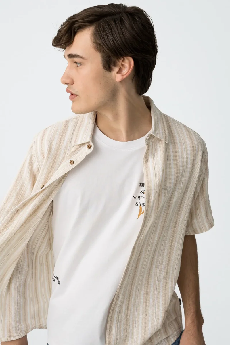 Camisa de Rayas Beige Hombre - Imagen 4