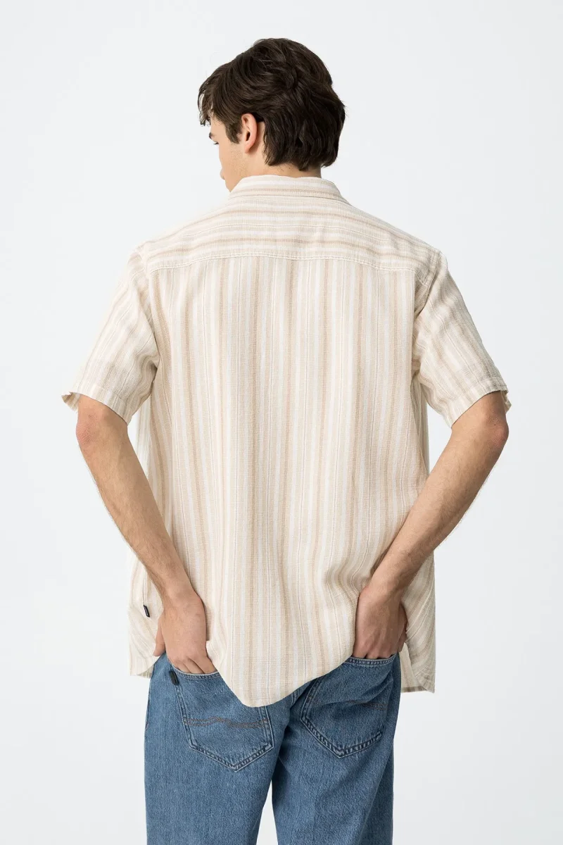 Camisa de Rayas Beige Hombre - Imagen 7