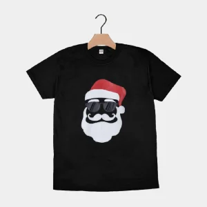 Camiseta de Navidad para Hombre y Mujer Negra con Papá Noel Hípster