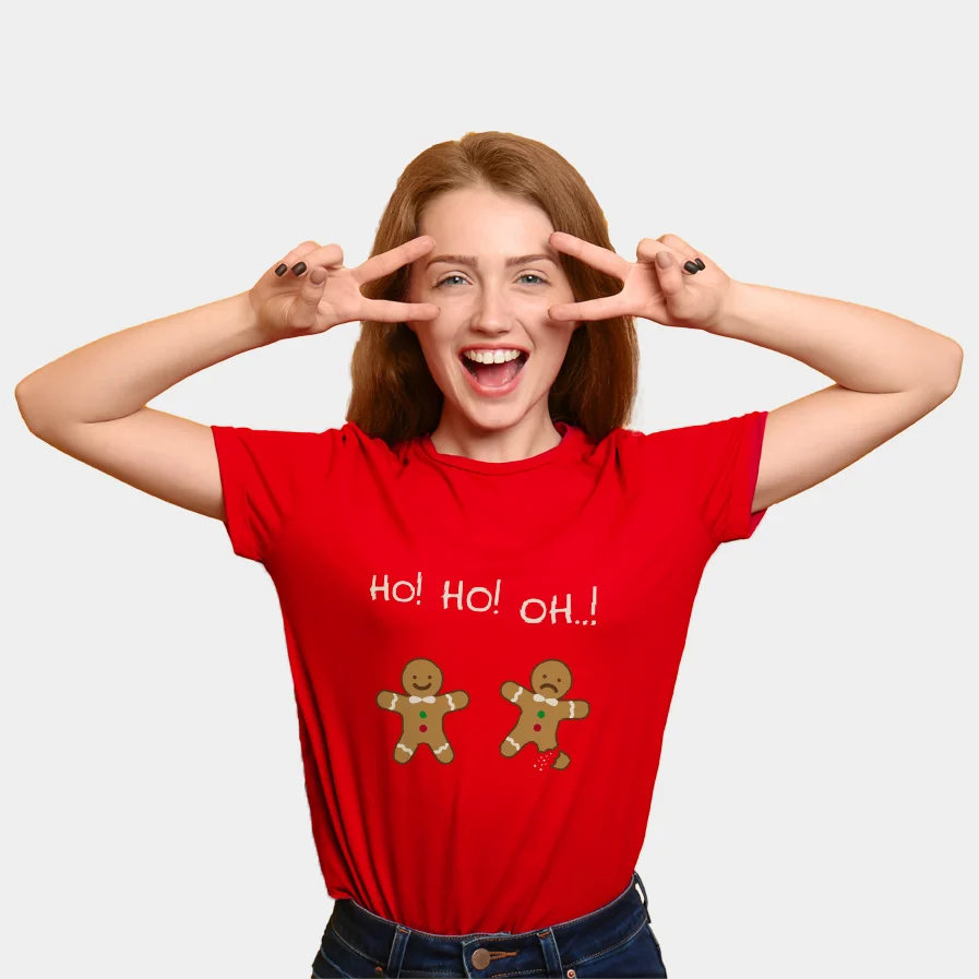 Camiseta de Navidad para Hombre y Mujer Roja Gingerbreads - Imagen 3
