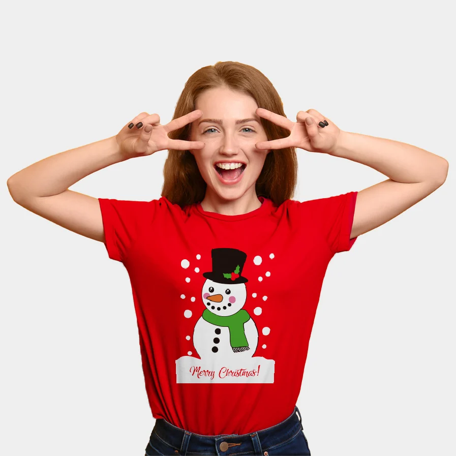 Camiseta de Navidad para Hombre y Mujer Roja con Papá Noel - Imagen 3