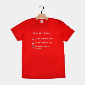 Camiseta de Navidad para Hombre y Mujer Roja Querido Santa