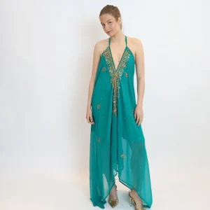 Vestido joya turquesa 085