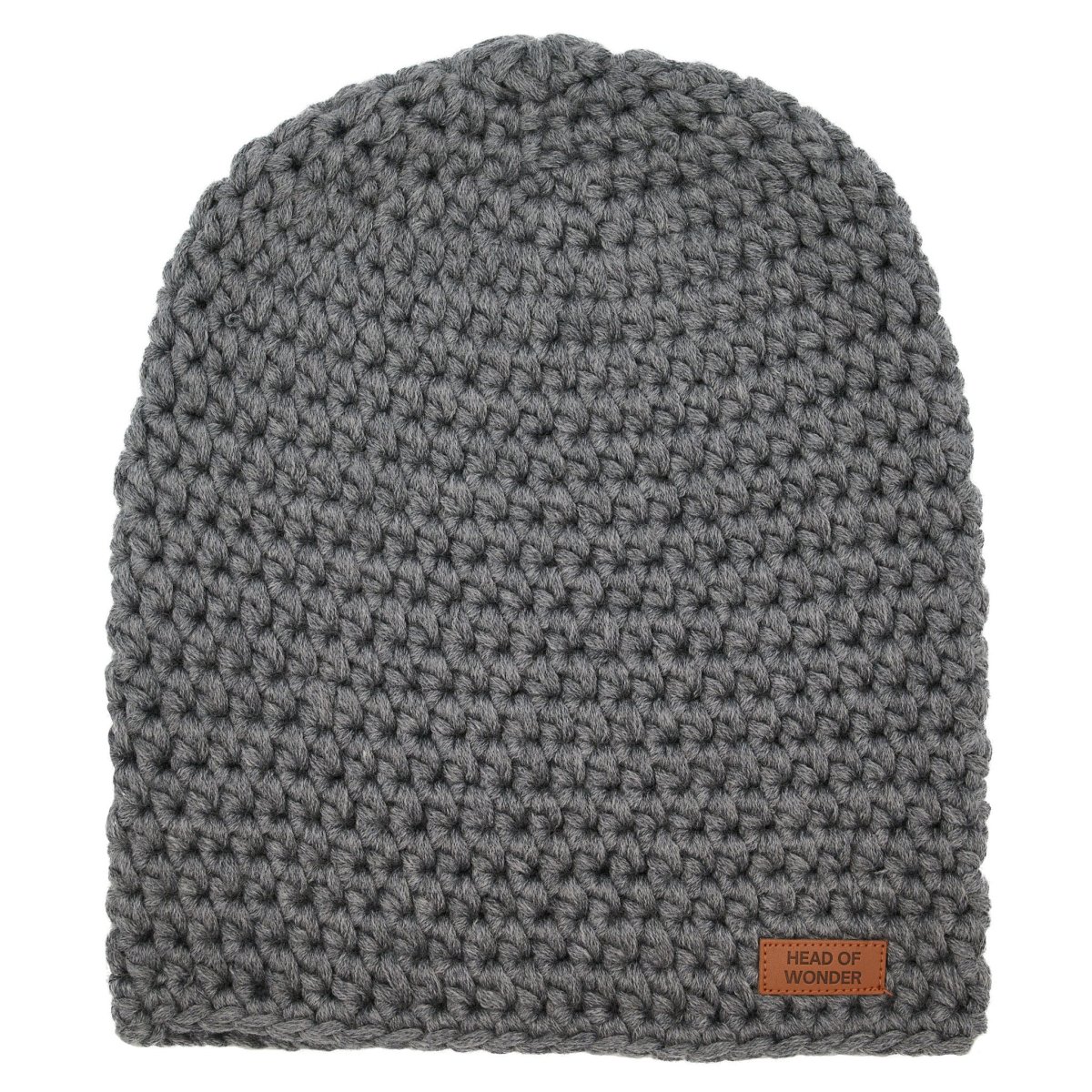 Gorro de merino XL a crochet HEAD OF WONDER Gris – Slouchy Beanie