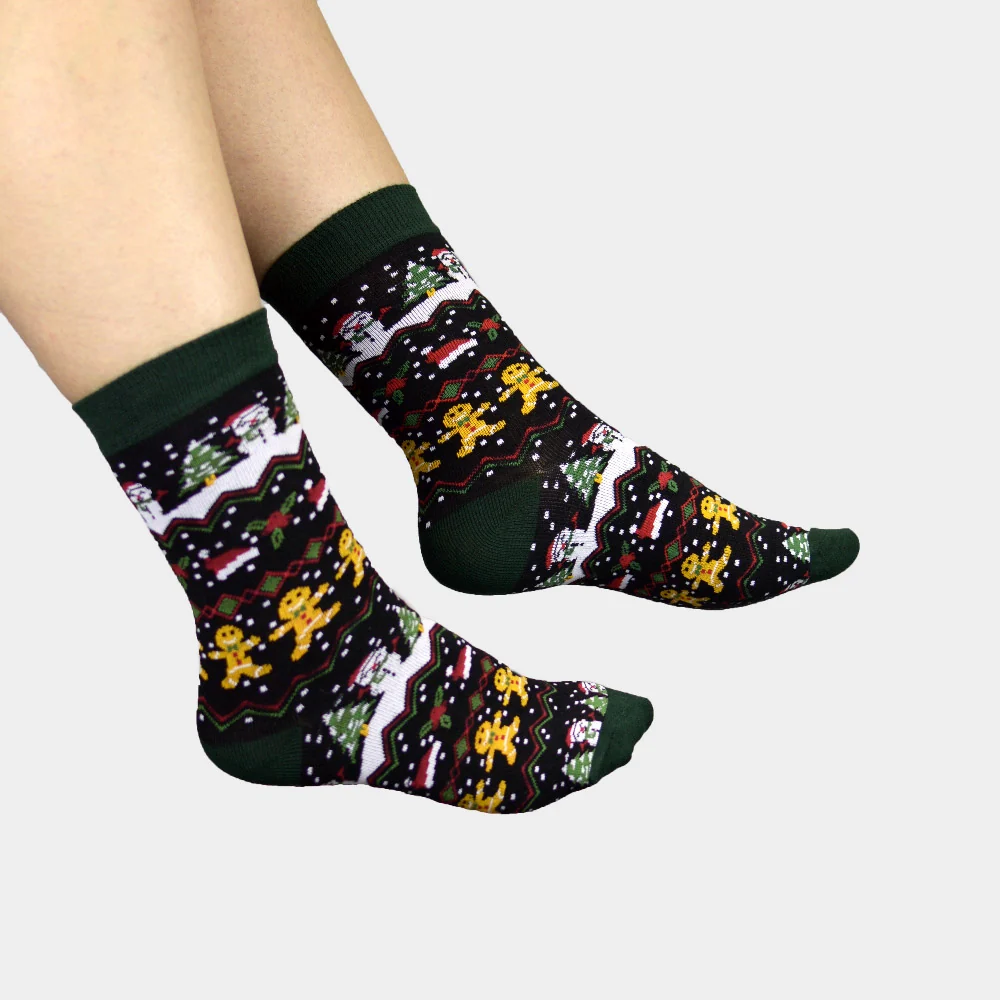 Calcetines de Navidad Unisex Verdes con Gingerbread - Imagen 3