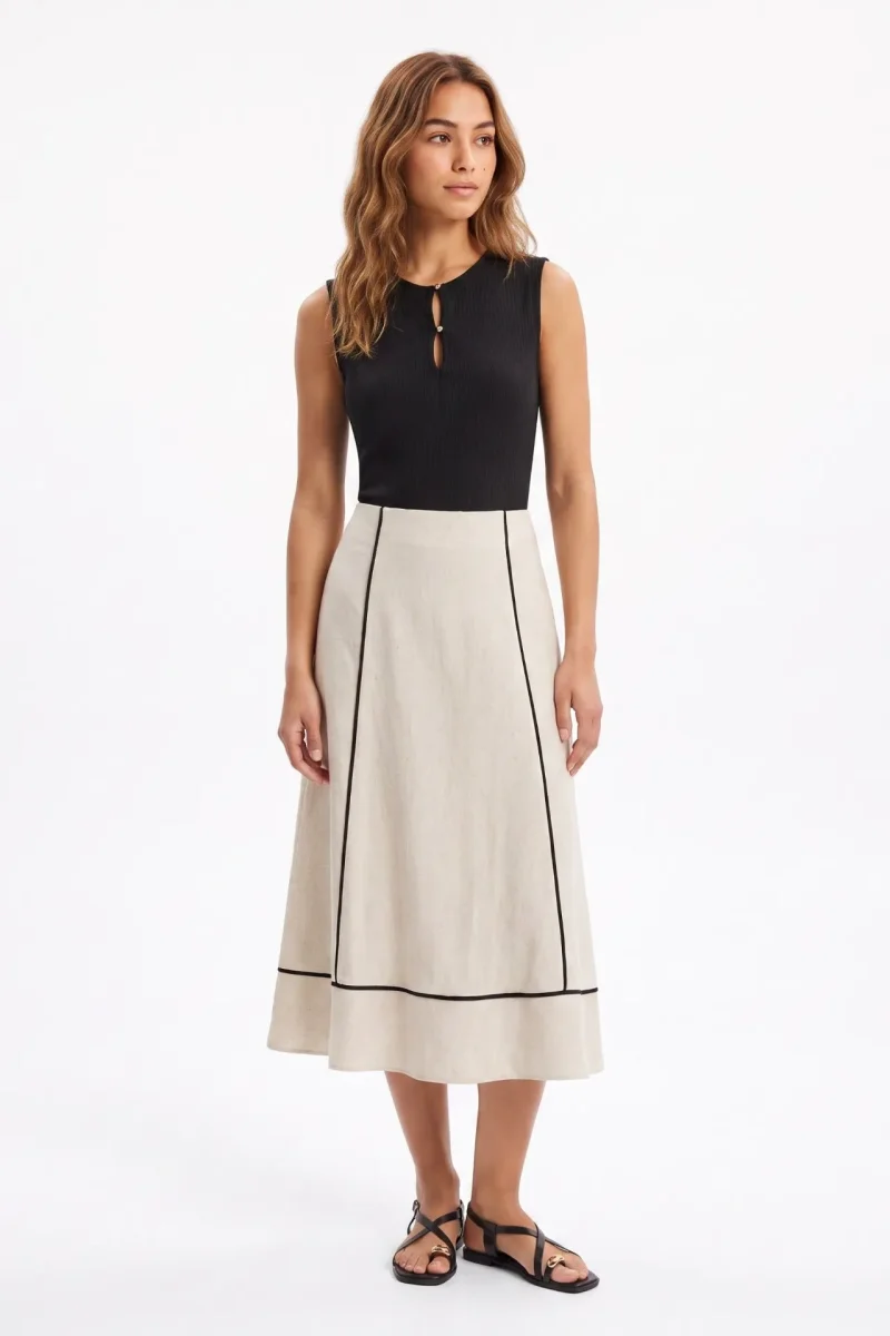 Falda Beige Lino - Imagen 2