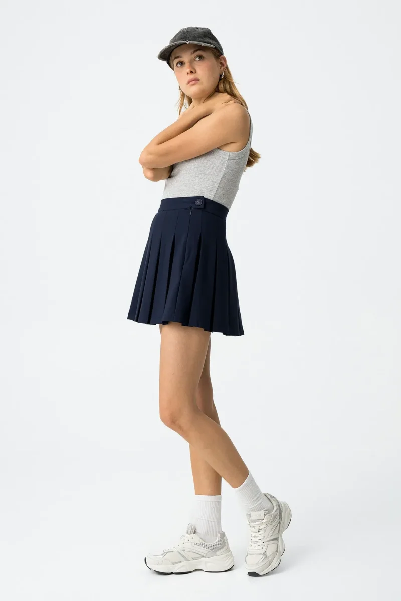 Falda Corta Plisada Azul - Imagen 5