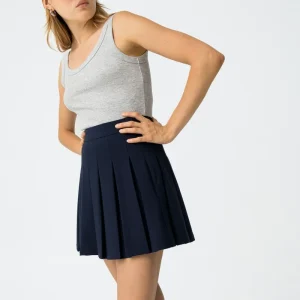 Falda Corta Plisada Azul