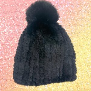 Gorro visón y zorro pompón negro