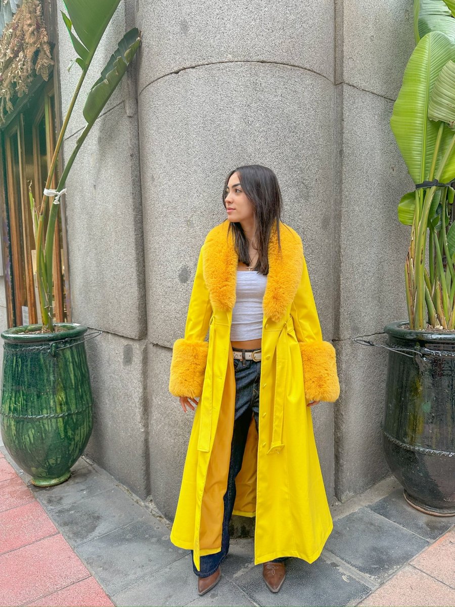 Abrigo vegano estrella long amarillo - Imagen 7