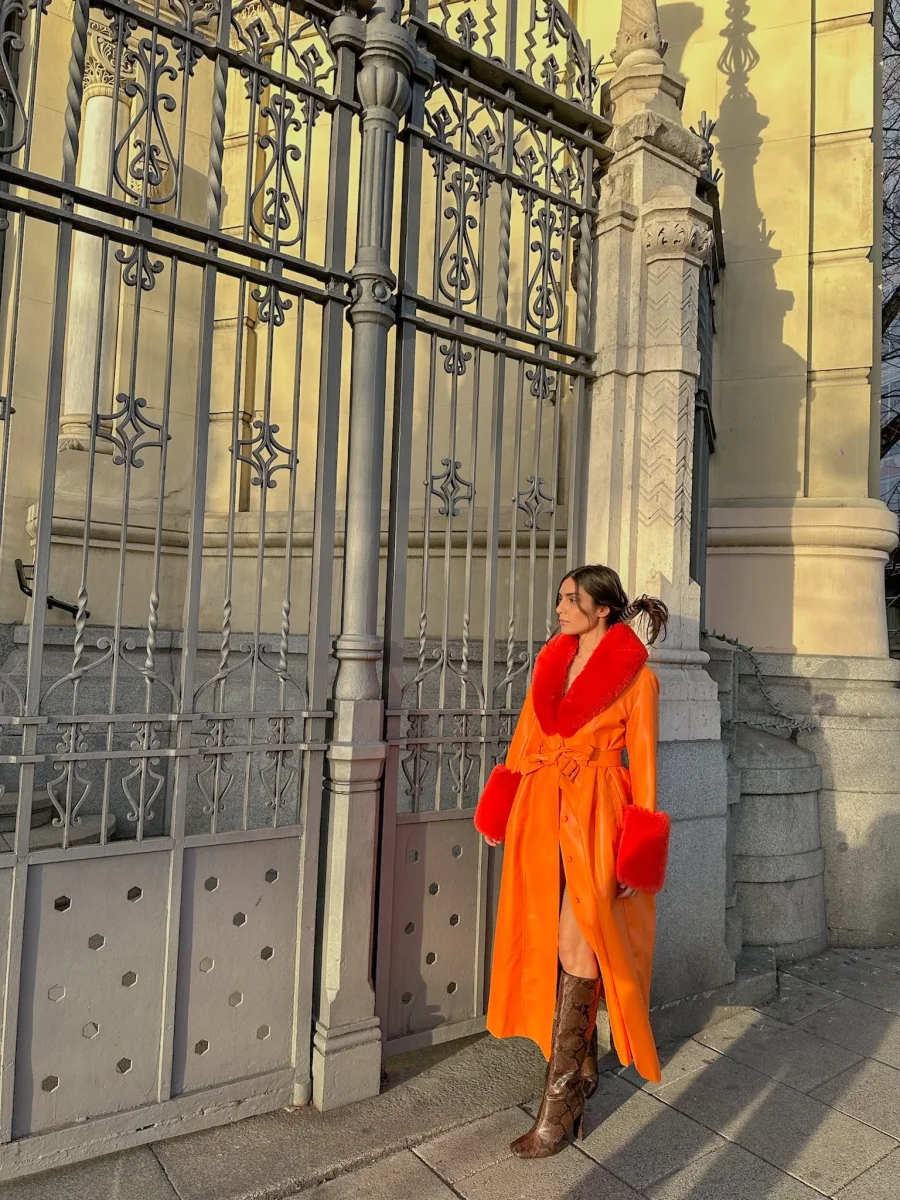 Abrigo vegano estrella long naranja - Imagen 4