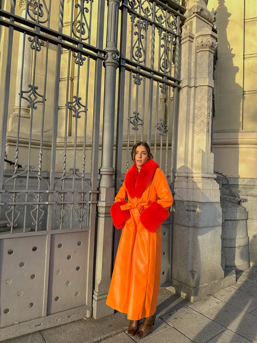 Abrigo vegano estrella long naranja - Imagen 6