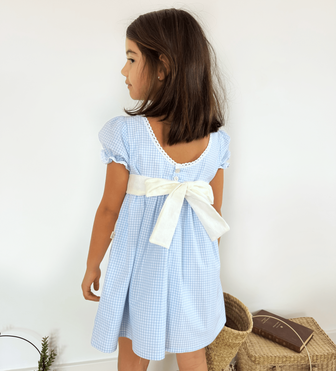 Vestido Niña Vichy celeste - Imagen 6