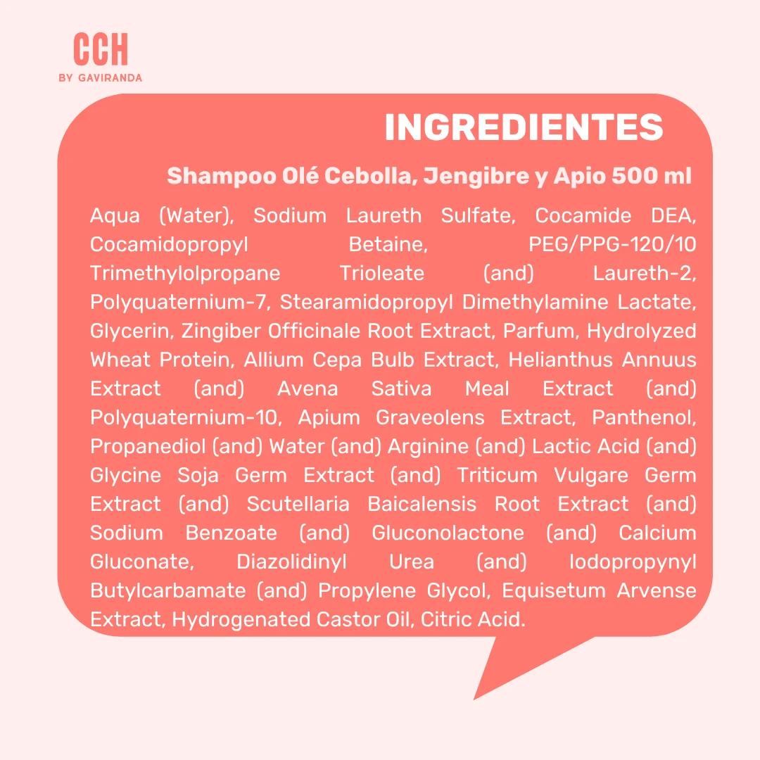 Shampoo Olé Cebolla, Jengibre y Apio 500 ml - CC Graso - Imagen 3