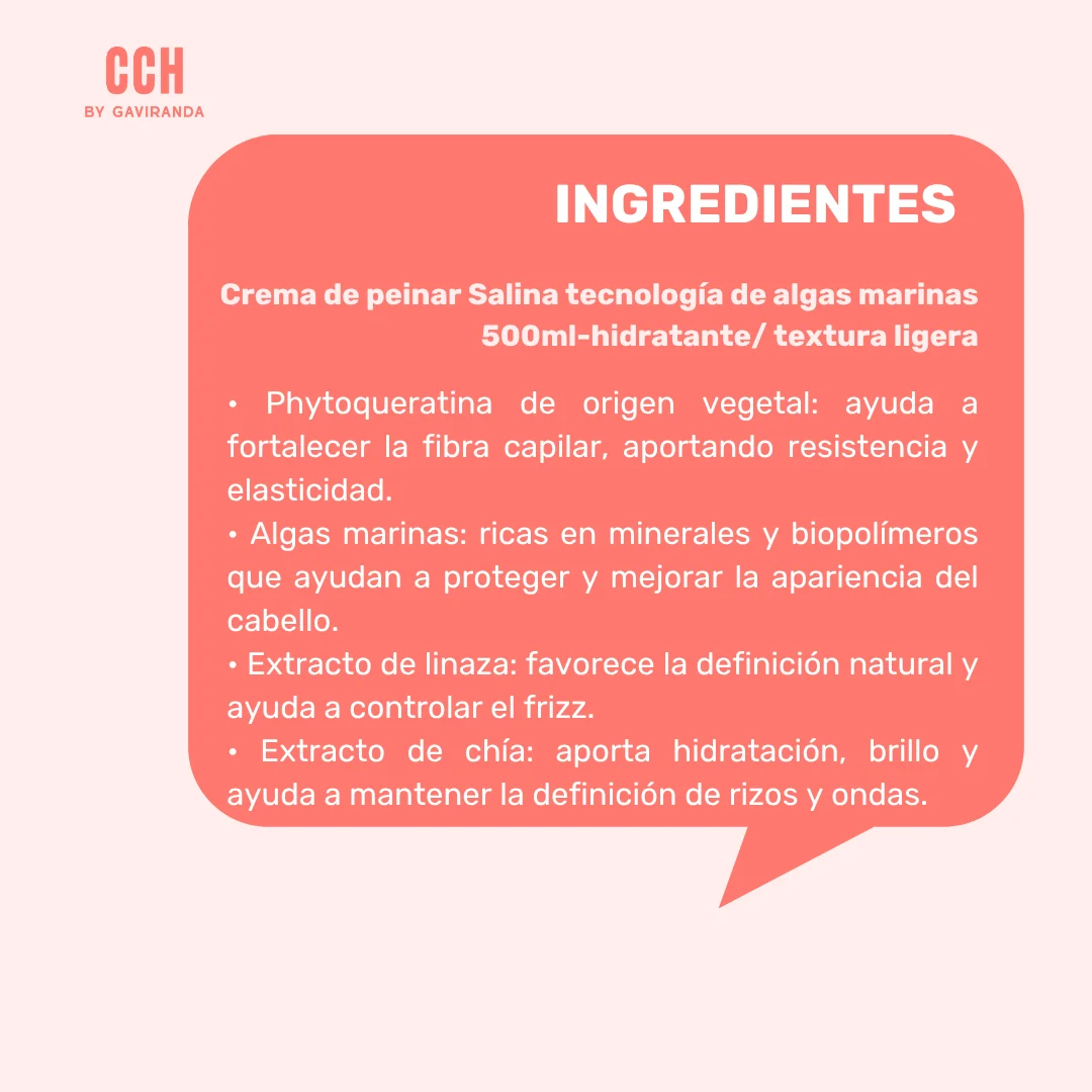 Crema de peinar Salina tecnología de algas marinas 500ml-hidratante/ textura ligera - Imagen 3