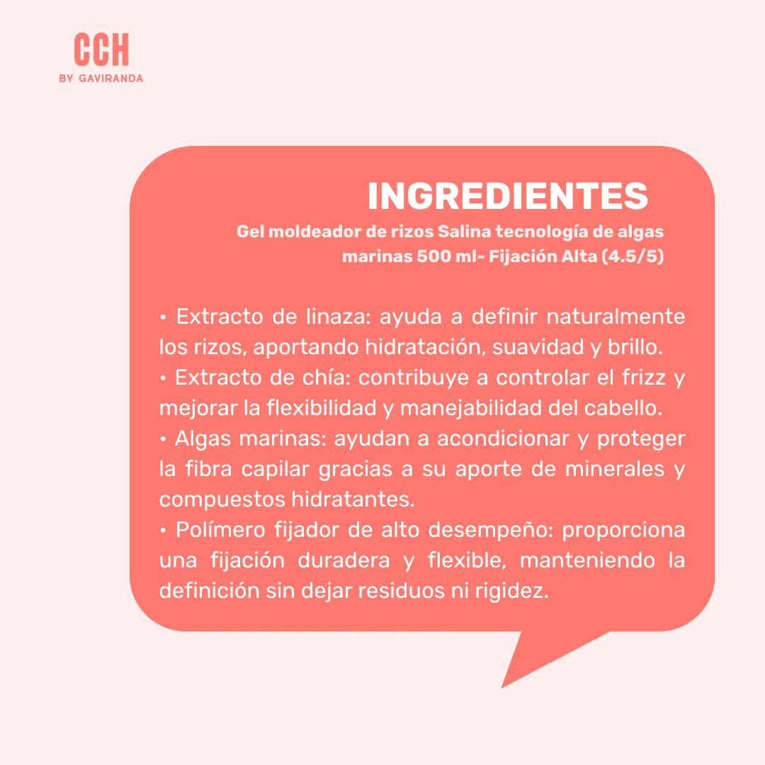Gel moldeador de rizos Salina tecnología de algas marinas 500 ml- Fijación Alta (4.5/5) - Imagen 3