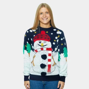 Jersey de Navidad para Mujer Muñeco de Nieve en 3D
