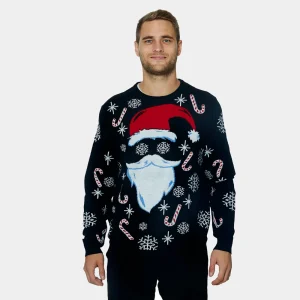 Jersey de Navidad para Hombre Papá Noel Negro