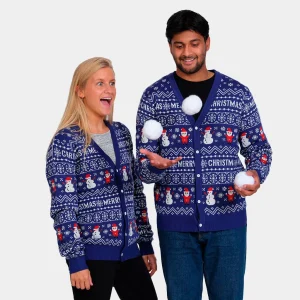 Jersey de Navidad Cárdigan Azul Merry Christmas Mujer