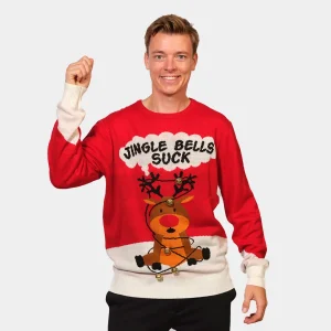 Jersey de Navidad para Hombre Jingle Bells Suck Rojo Cascabeles 3D