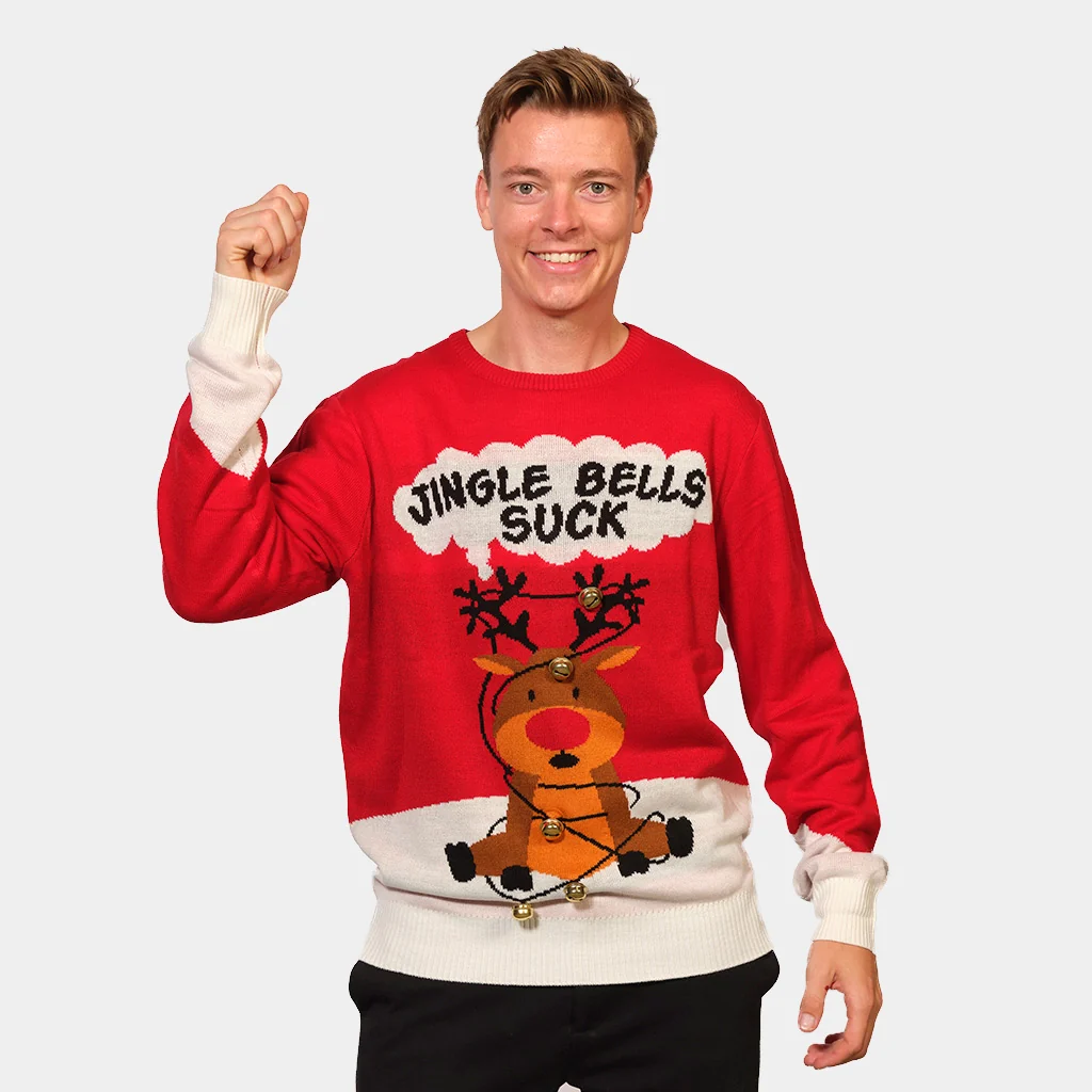 Jersey de Navidad Parejas Jingle Bells Suck Rojo Cascabeles 3D - Imagen 3