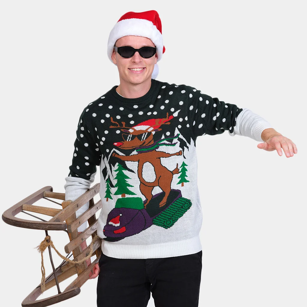 Jersey de Navidad Parejas Reno con Moto de Nieve - Imagen 3