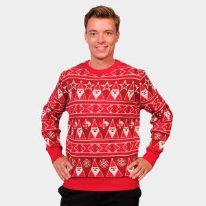Jersey de Navidad para Hombre Rojo Santa Claus Cenefa