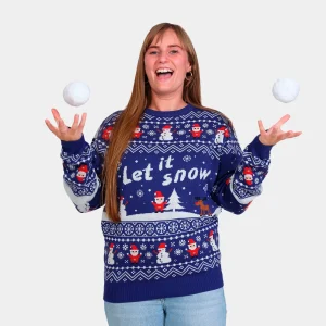 Jersey de Navidad Let it Snow Azul