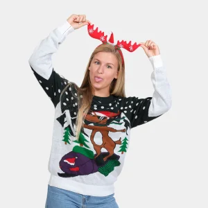 Jersey de Navidad Reno con Moto de Nieve