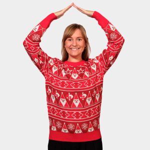 Jersey de Navidad para Mujer Rojo Santa Claus Cenefa