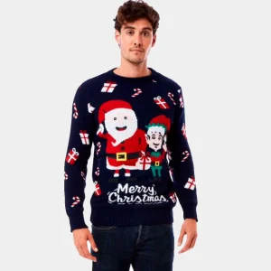 Jersey Navideño para Hombre Papá Noel y Elfo