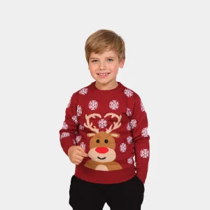 Jersey de Navidad para Niña y Niño Reno Rudolph Rojo