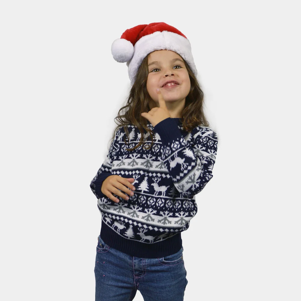 Jersey de Navidad para Niña y Niño cenefas de Renos y Árboles - Imagen 5