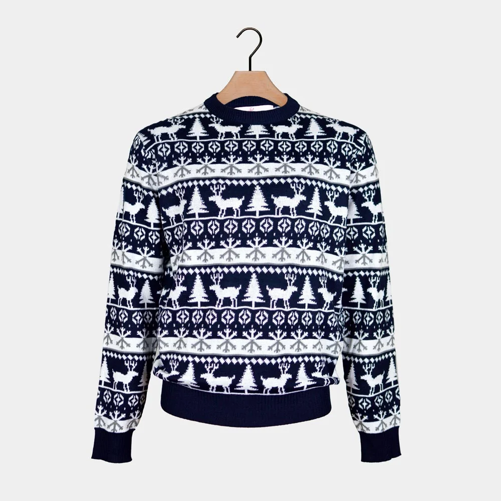 Jersey de Navidad para Niña y Niño cenefas de Renos y Árboles - Imagen 9