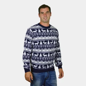 Jersey de Navidad para Hombre Cenefas Renos y Árboles