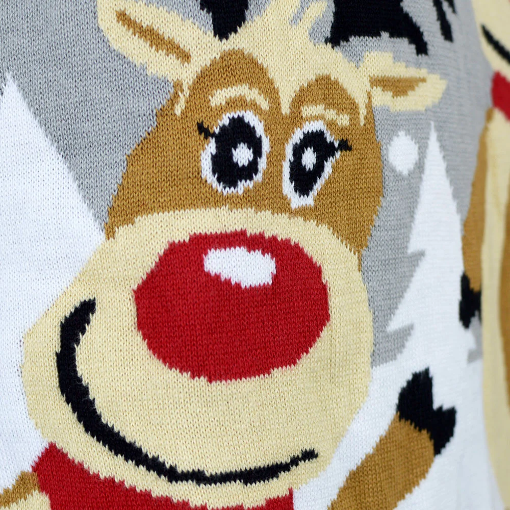 Jersey de Navidad para Mujer Gris con Renas Cute Algodón Orgánico - Imagen 6