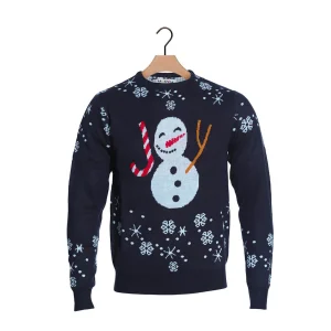 Jersey de Navidad para Mujer Muñeco de Nieve Azul Oscuro